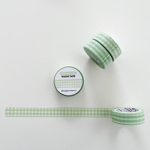 Mint Gingham Washi Tape - 15mm