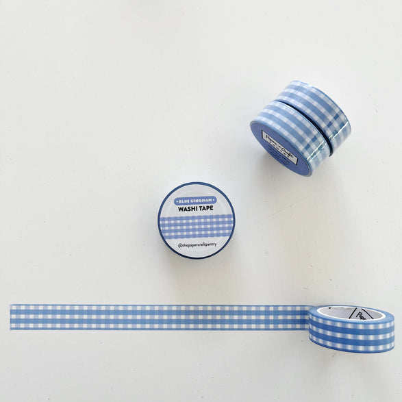 Blue Gingham Washi Tape - 15mm
