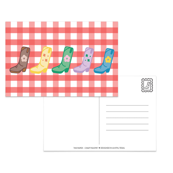 Gingham Boots Postcard