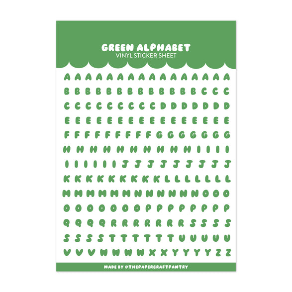 Green Alphabet Sticker Sheet