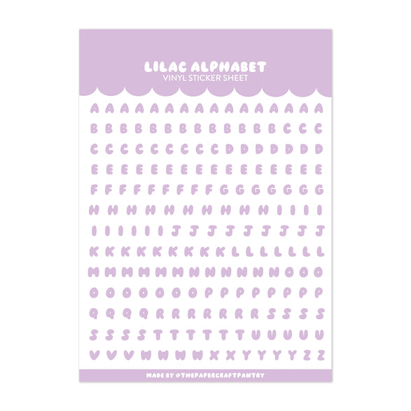 Lilac Alphabet Sticker Sheet