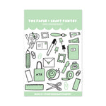 Paper + Craft Stationery Doodles Vinyl Sticker Sheet