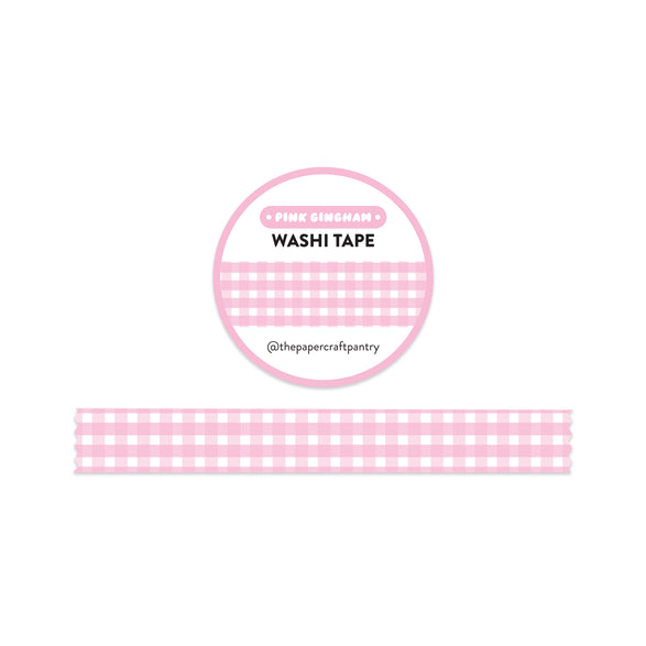 Pink Gingham Washi Tape - 15mm
