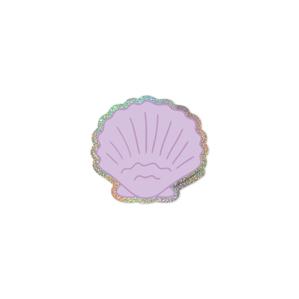 Purple Shell Glitter Vinyl Sticker