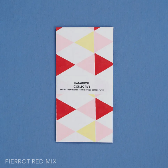 Japanese Handmade Paper Notecard Set - Pink + Yellow Diamonds