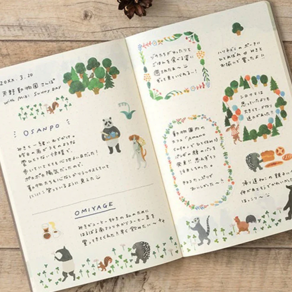 Dot Grid Yuru Log Notebook - Forest Animals