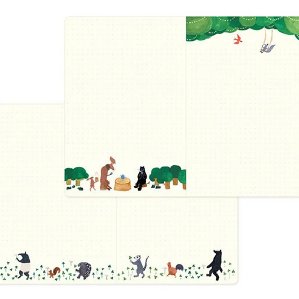 Dot Grid Yuru Log Notebook - Forest Animals