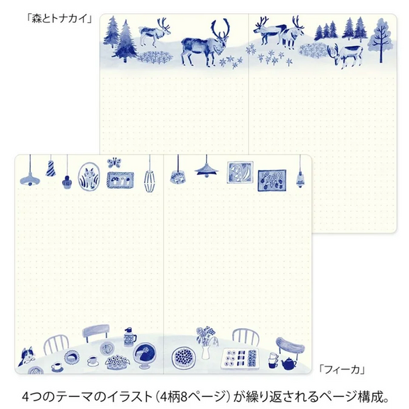 Dot Grid Yuru Log Notebook - Blue + White Icons