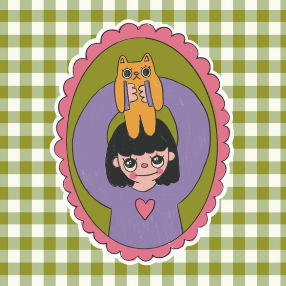 Orange Cat Frame Sticker
