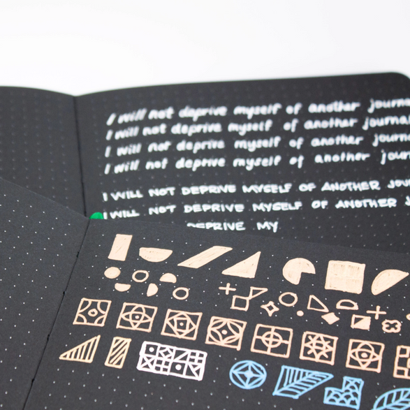 Dot Grid Grey Notebook - Black Paper (B5)