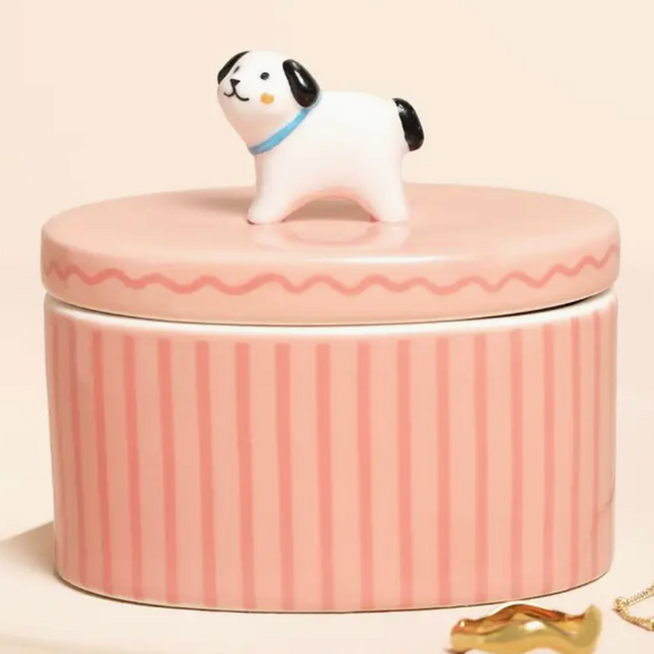 Pink Dog Trinket Box