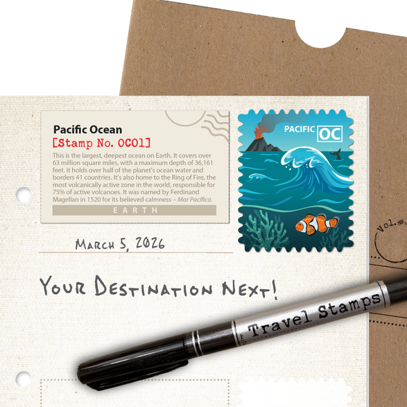 Pacific Ocean Travel Stamp