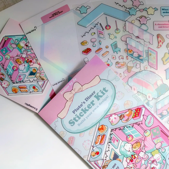 Build Your Own 3D Scene Sticker Kit - Blue Diner