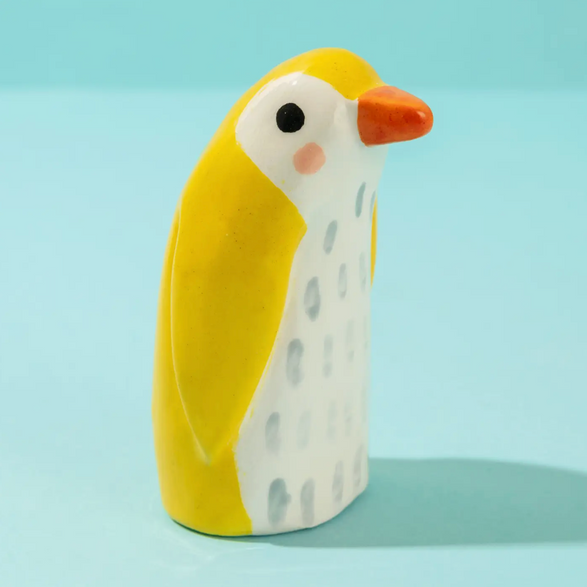 Yellow Penguin Ceramic Sculpture