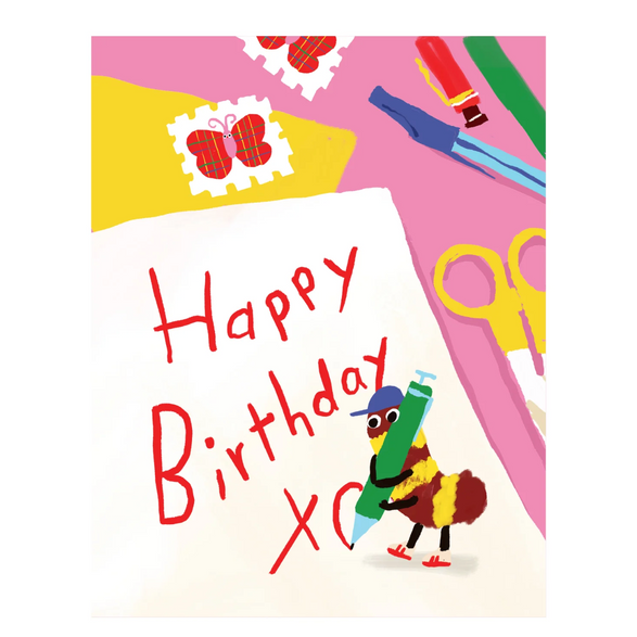 2026 Stationery Store Day Scribble Bug Birthday Greeting Card