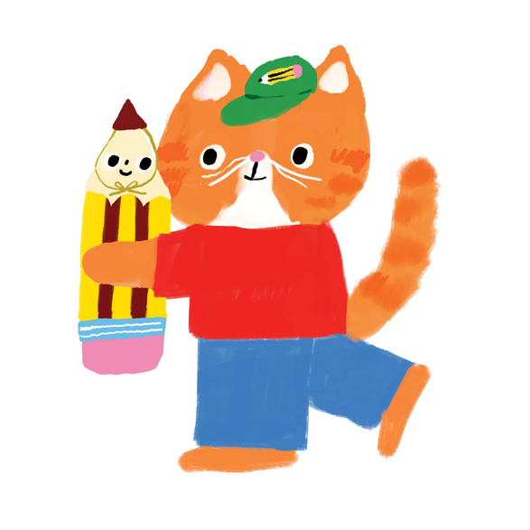 2026 Stationery Store Day Cat and Pencil Sticker