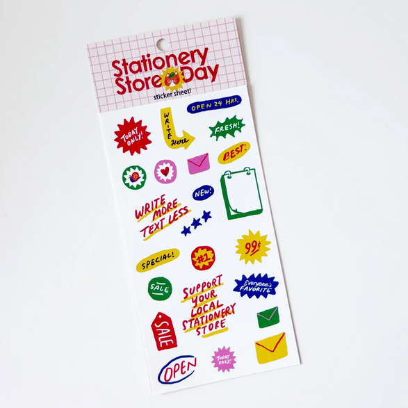 2026 Stationery Store Day Shop Signs Sticker Sheet