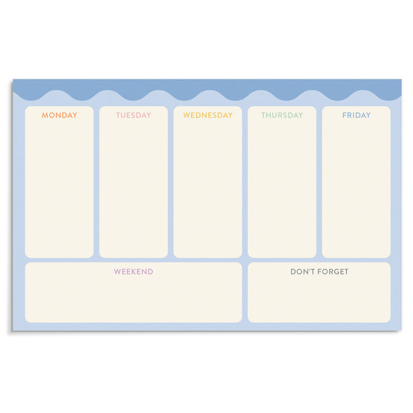 Weekly Notepad: Wavy Blue