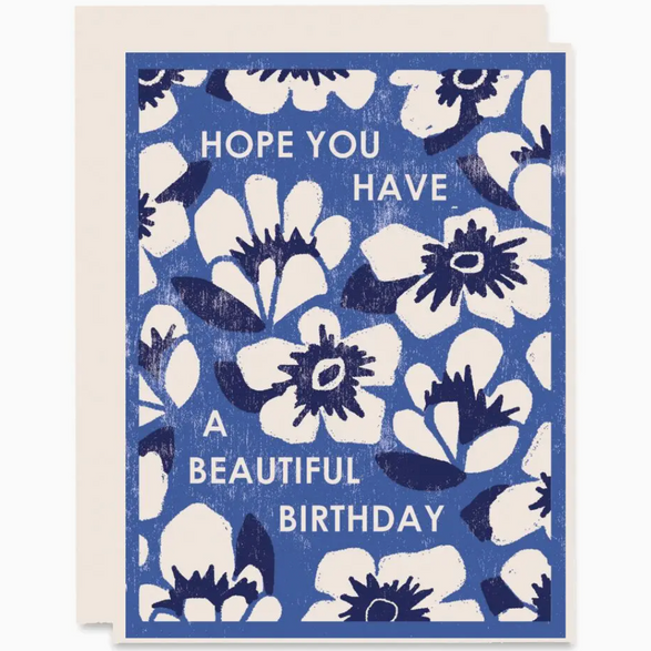 Blue Floral Beautiful Birthday