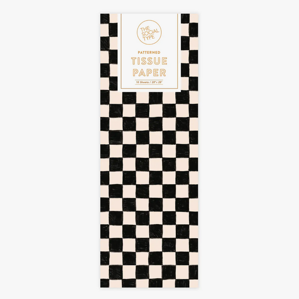 Black and Pink Checkered Tissue Paper Set