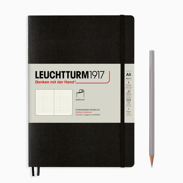 Leuchtturm Dot Grid Notebook: Black (Softcover) - A5