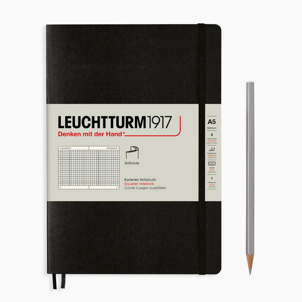 Leuchtturm Graph Notebook: Black (Softcover) - A5