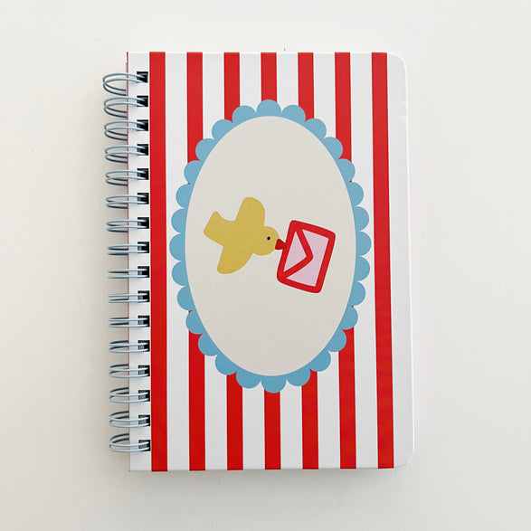 Blank Spiral Notebook: Bird with Envelope