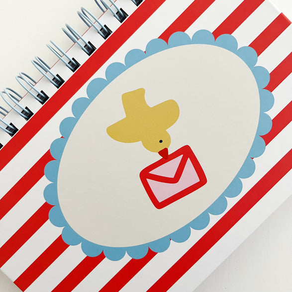 Blank Spiral Notebook: Bird with Envelope