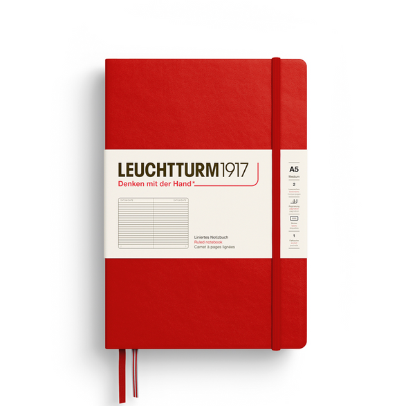 Leuchtturm Lined Notebook: Cherry Red (A5)