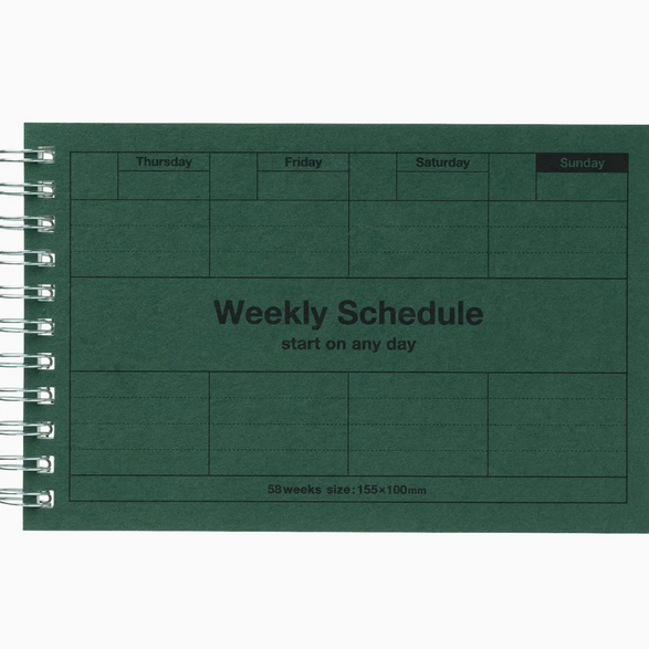 Undated Weekly Spiral Planner - Dark Green