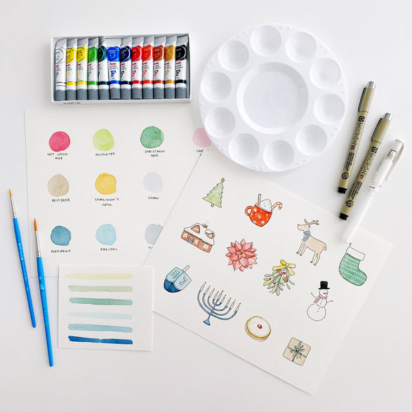 12.03.26 Winter + Holiday Watercolor Workshop Ticket (In-Studio)