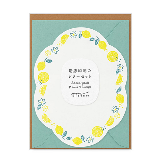 Letterpress Lemon Midori Letter Set