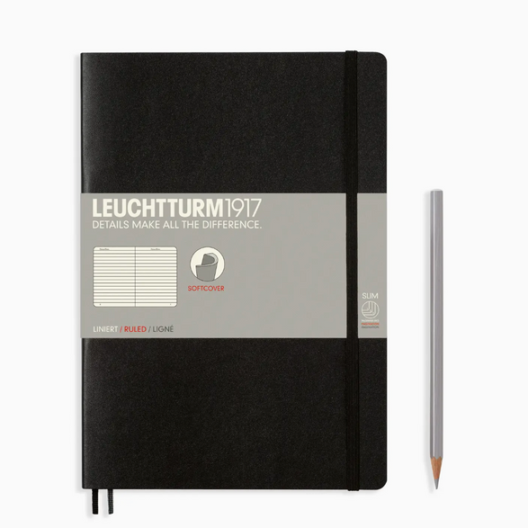 Leuchtturm Lined Notebook: Black (Soft Cover) - B5