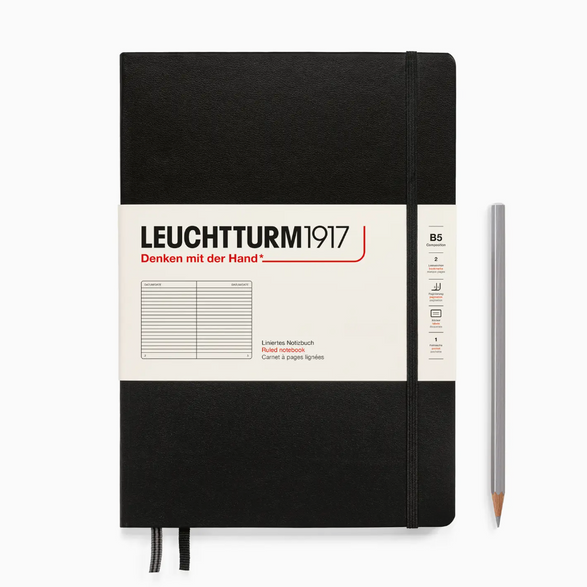 Leuchtturm Lined Notebook: Black (B5)