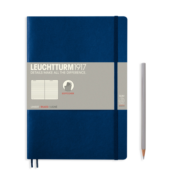 Leuchtturm Lined Notebook: Navy (Soft Cover) - B5