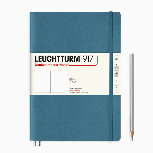 Leuchtturm Blank Notebook: Stone Blue (Softcover) - B5