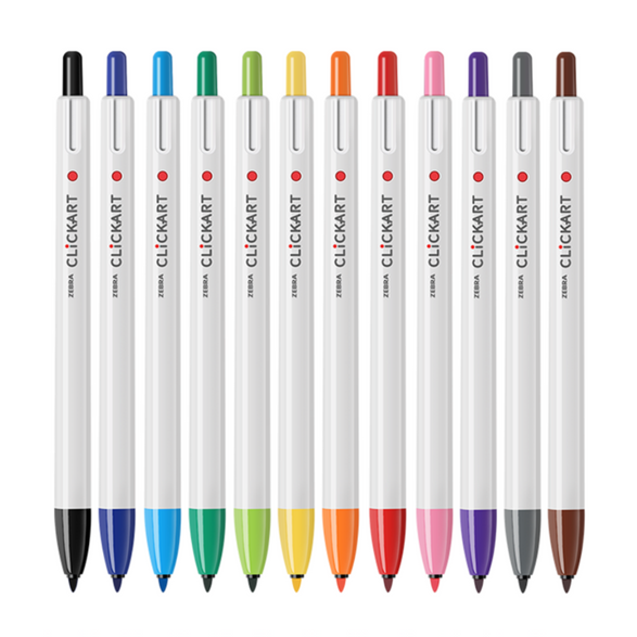 Zebra Clickart Marker Pens (Set of 12) - 4 color palette options