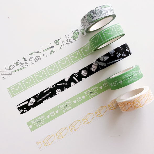 Mint Envelope Pattern Washi Tape - 15mm