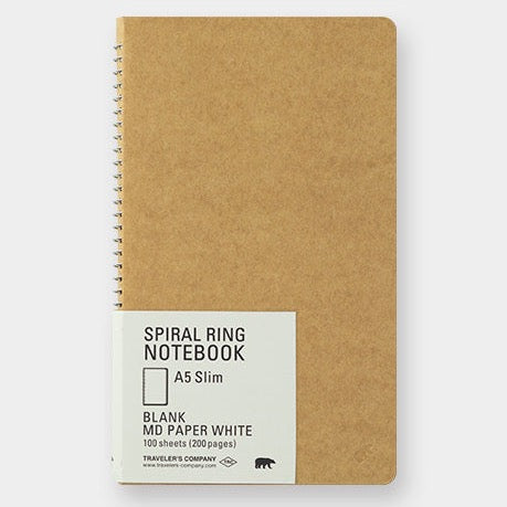 Traveler's Company Blank Spiral Notebook (White Paper) - 3 size options