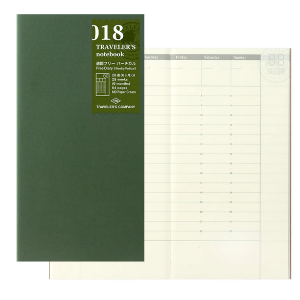 Traveler's Regular Notebook 018 - Undated Weekly Planner Refill